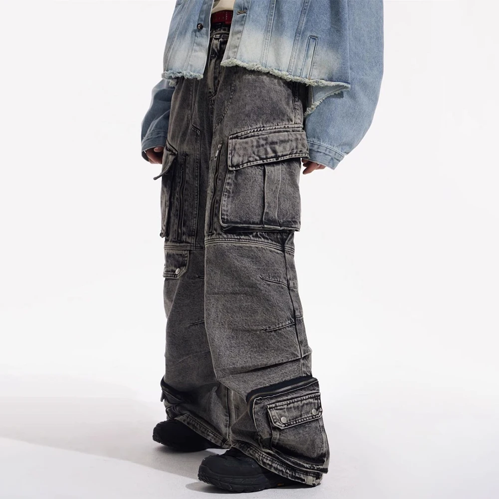 Men Gothic Jeans Y2k Big Pocket Cargo Jeans Streetwear Fashion Japanese Youth Campus Wide Leg Casual Pants Male Men'S Clothing - Image 6