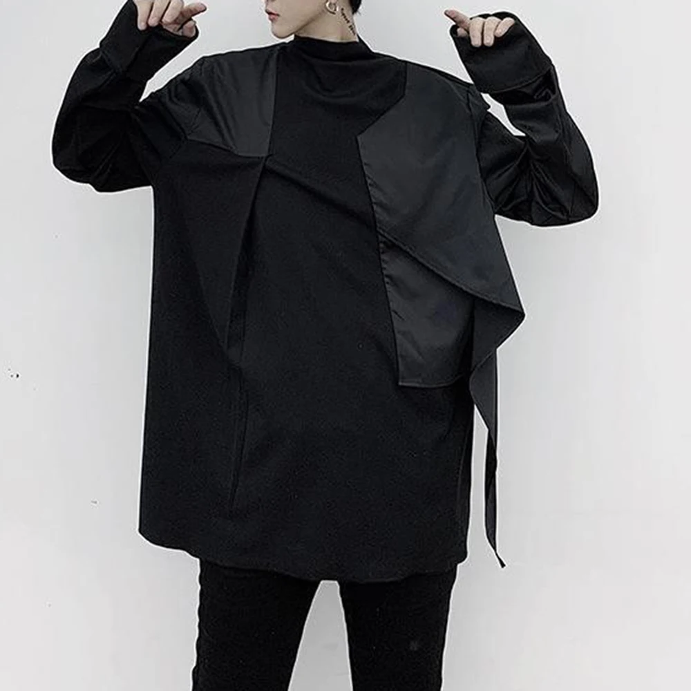 XS-5XL Summer Male Patchwork Long-Sleeve Shirt American Retro Fashion Trendy High Street Casual Loose Breathable Niche Men's Top - Image 2