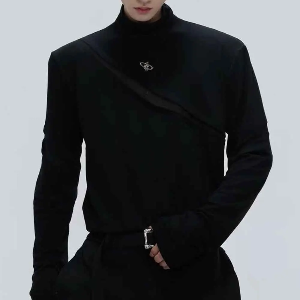 2025 Winter New Men's Solid Color Long-Sleeve T-Shirt American Retro Fashion Trend High Street Casual Fit Niche Men's Top - Image 2