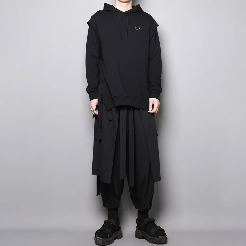 Mens Dark Samurai Pants Irregular Side Hem Double-Layer Hakama Streetwear Fashion Youth Casual Pants Men'S Clothing 2025 New - Image 6