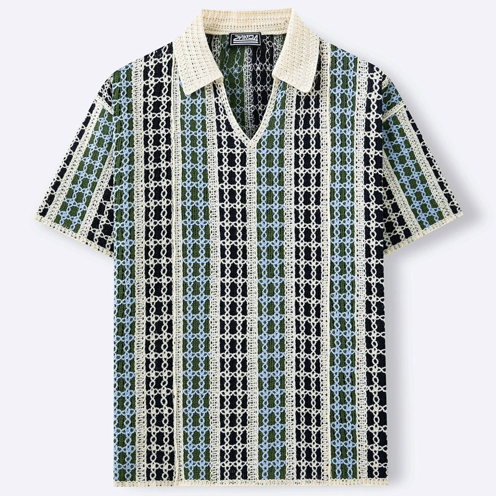 2026 Summer New Men's Striped Short-Sleeve T-Shirt American Retro Fashion Trendy Street Casual Loose Breathable Men's Top - Image 3