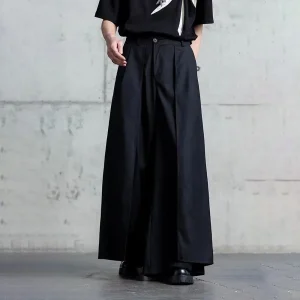 Gothic Y2K Single Layer Thick Japanese Culottes Dark Style Streetwear Draped Personality All Match Casual Pants Unisex 2024