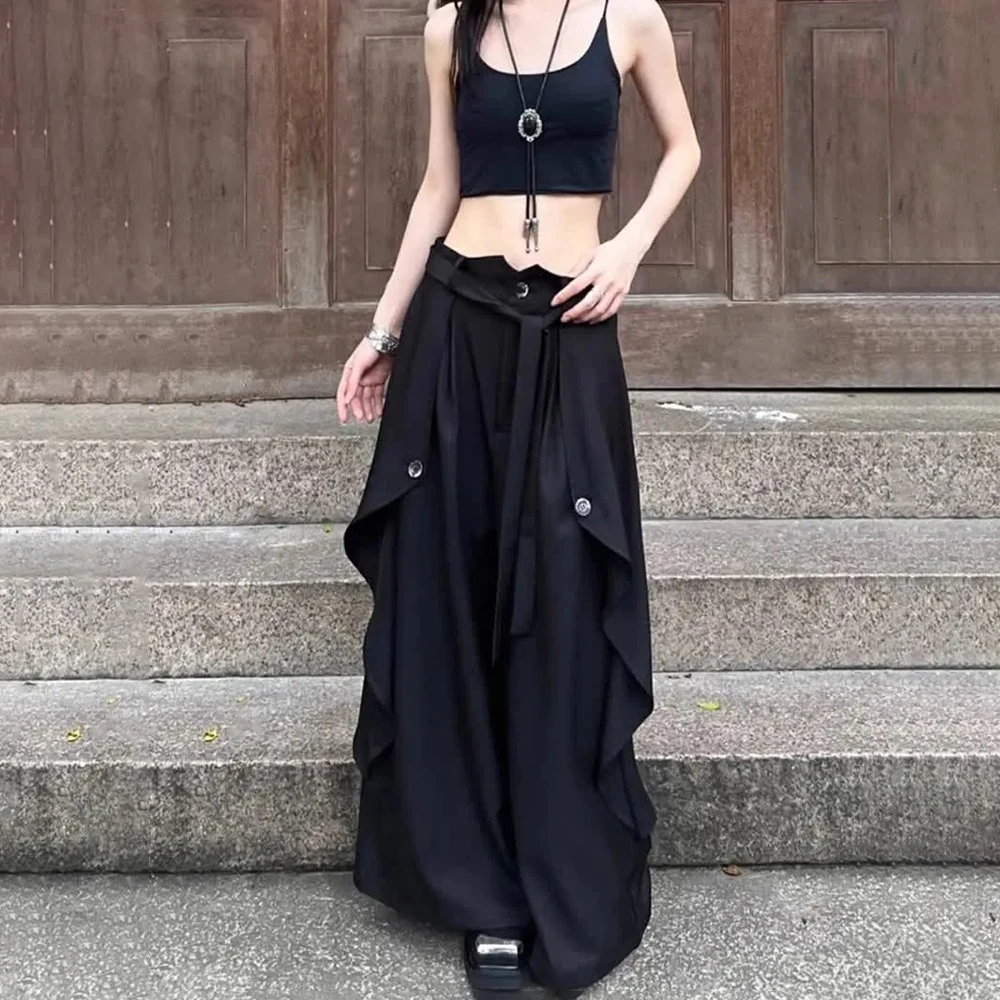 Gothic Harajuku Y2k Skirt Pants Japanese Irregular Stitching Samurai Hakama Genderless Streetwear Campus Valentines Pants Unisex - Image 4