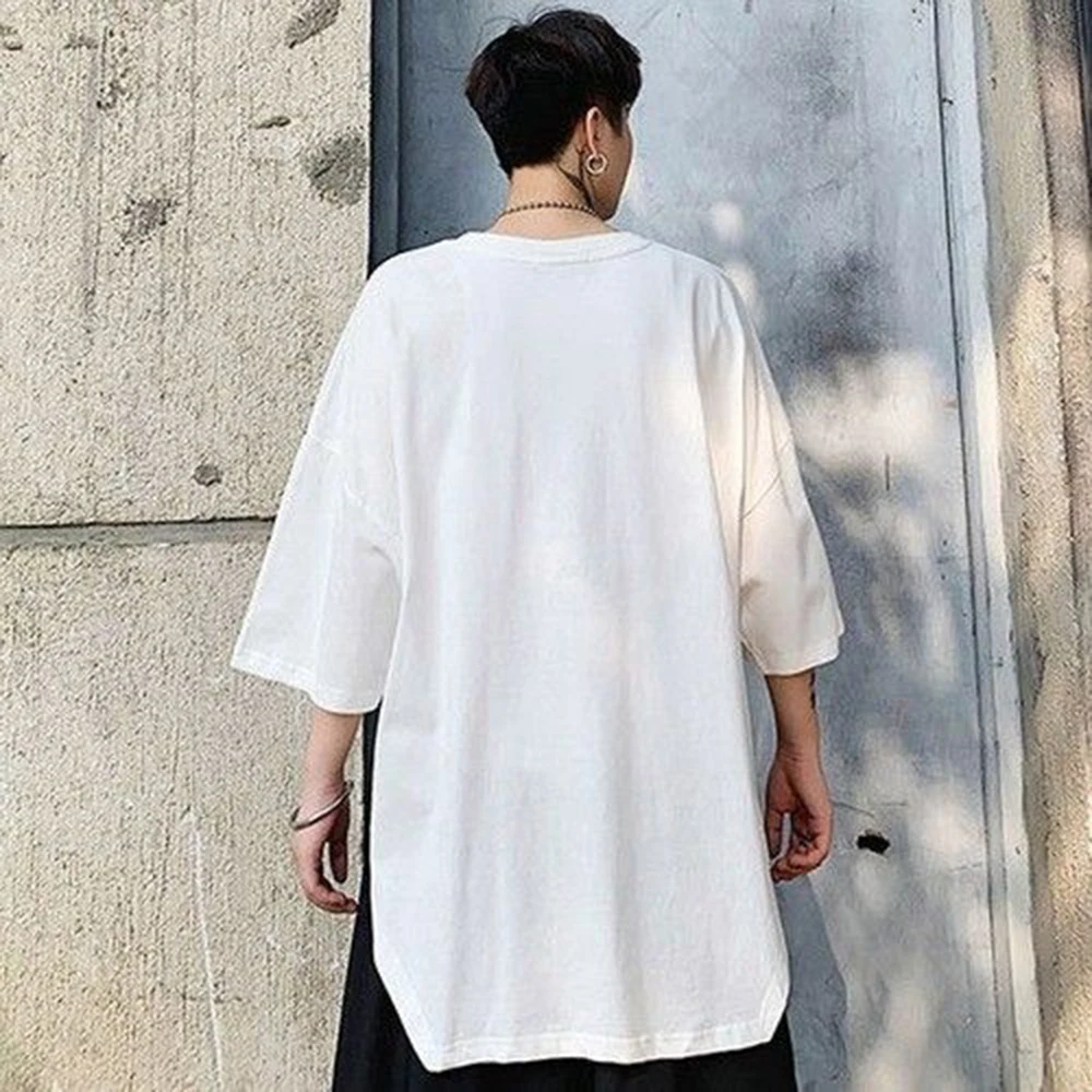 XS-5XL Summer New Men's Side-Slit Short-Sleeve T-Shirt American Retro Fashion Trend Street Casual Simple Loose Niche Men's Top - Image 6