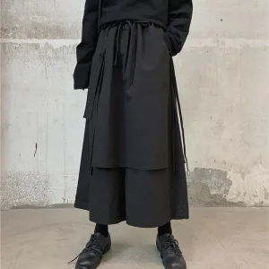 XS-5XL Summer Unisex Double-Layer Skirt Pants American Retro Fashion Trend High Street Casual Breathable Gender-Neutral Bottoms