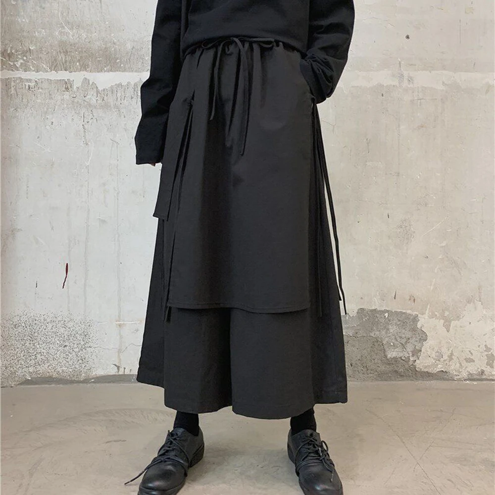 XS-5XL Summer Unisex Double-Layer Skirt Pants American Retro Fashion Trend High Street Casual Breathable Gender-Neutral Bottoms