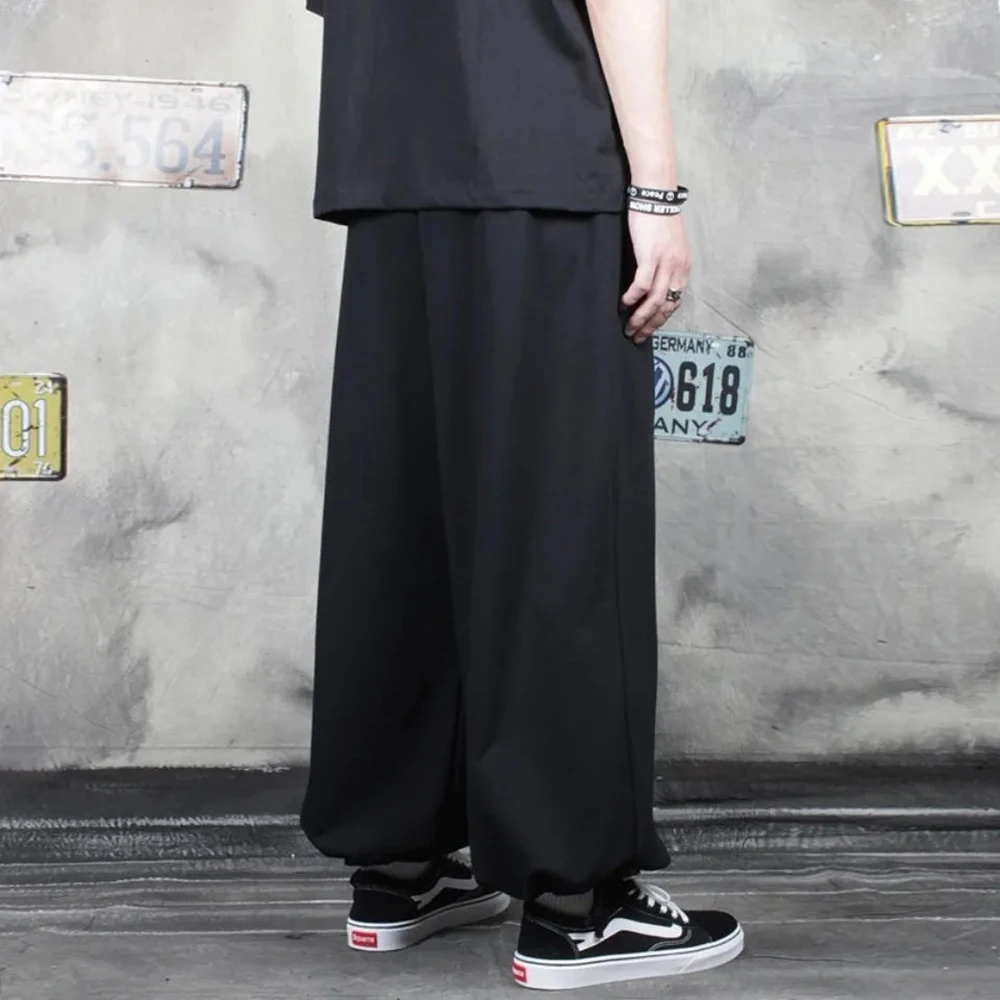 XS-5XL Summer New Male Solid Color Wide-Leg Trousers American Retro Fashion Trend High Street Loose Casual Simple Men's Bottoms - Image 4