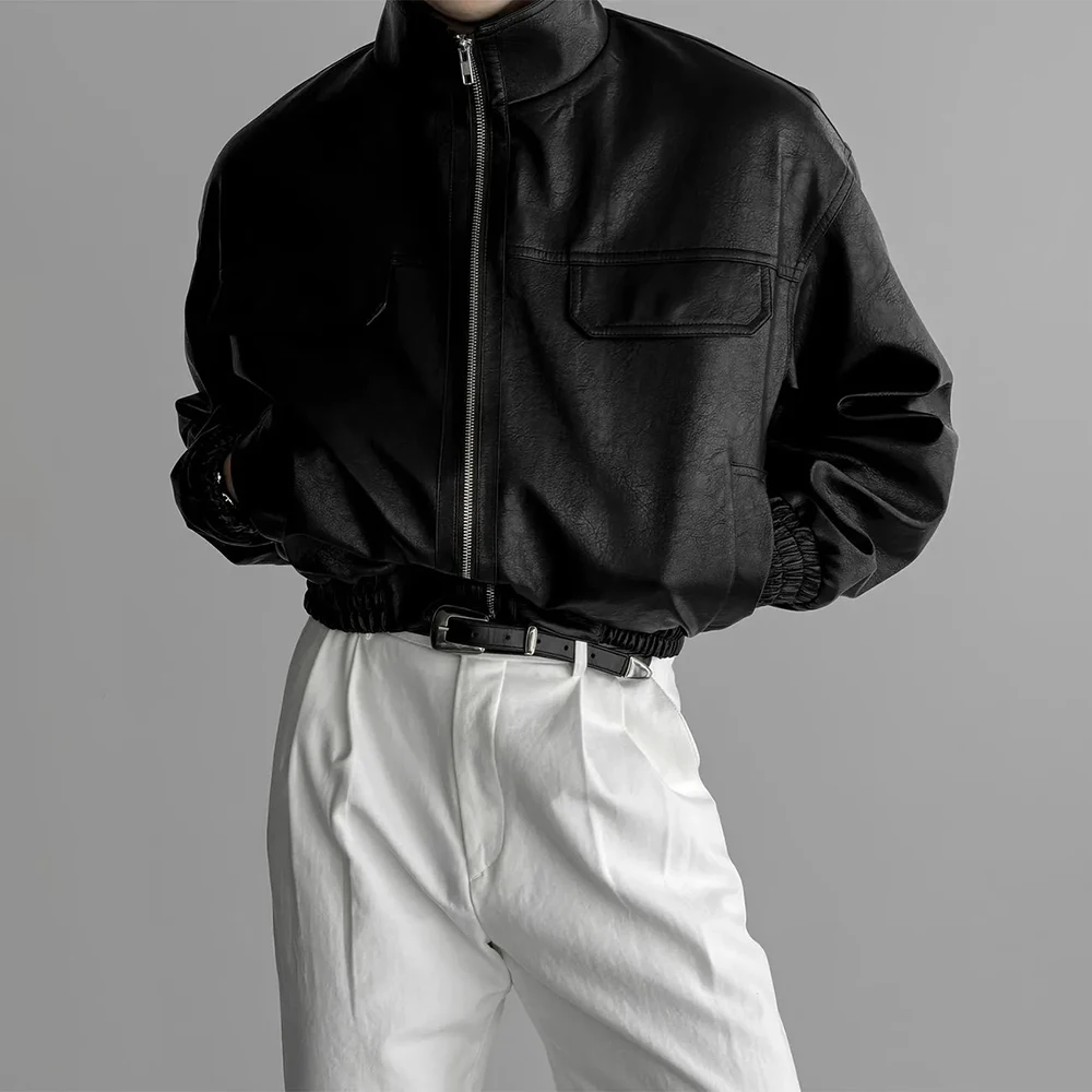 Mens Pu Leather Jacket Short Motorcycle Jacket Street Wear Fashion Youth Biker Pilot Jacket Old Money Men'S Clothing 2025 New - Image 2