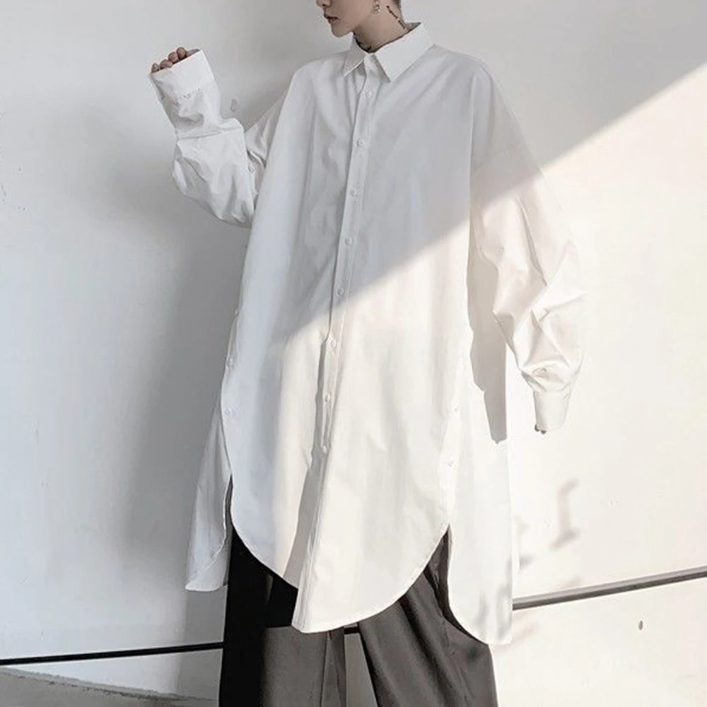 Men Y2k Spring Mid Length Shirt Nightclub Cloak Shirt Streetwear Fashion Dj Niche Flowy Long Sleeve Top Men'S Clothing 2026 New - Image 4