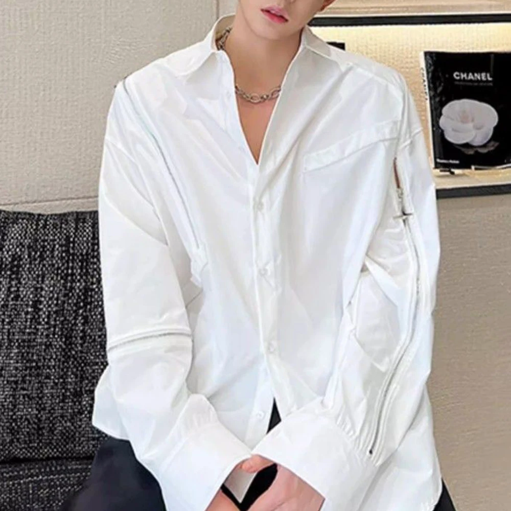 Winter New Men's Irregular Long-Sleeve Shirt Unisex American Retro Fashion Trend High Street Loose Casual Niche Men's Tops - Image 5