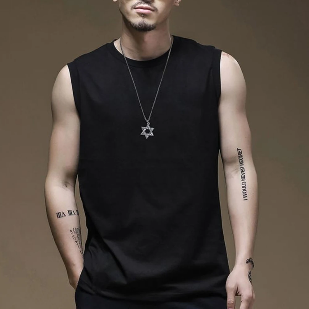 XS-5XL Summer New Men's Solid Color Sleeveless Vest American Retro Fashion Trend High Street Loose Casual Breathable Men's Top