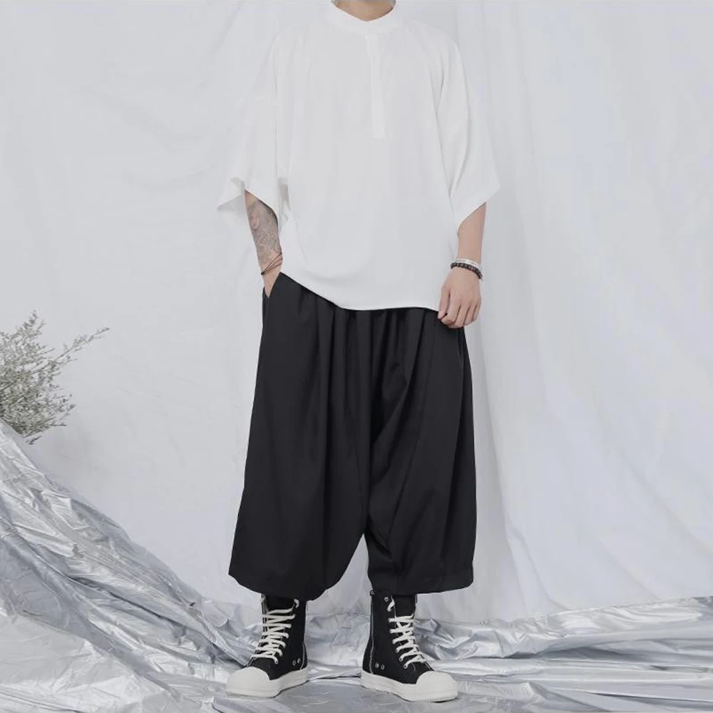 Mens Minimalist Plain Japanese Half Sleeves Shirt Streetwear Fashion Nightclubs Loose Fit Versatile Short-Sleeve Tops 2026 New - Image 3